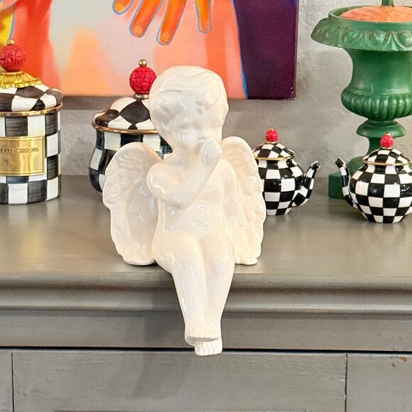 Vintage Shelf Sitting Thumb Sucking Angel Baby Cherub Sits Anywhere - Picture 3 of 16